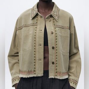 Zara embroidered cotton overshirt